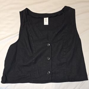 H&M Black Button-Front Sleeveless Top